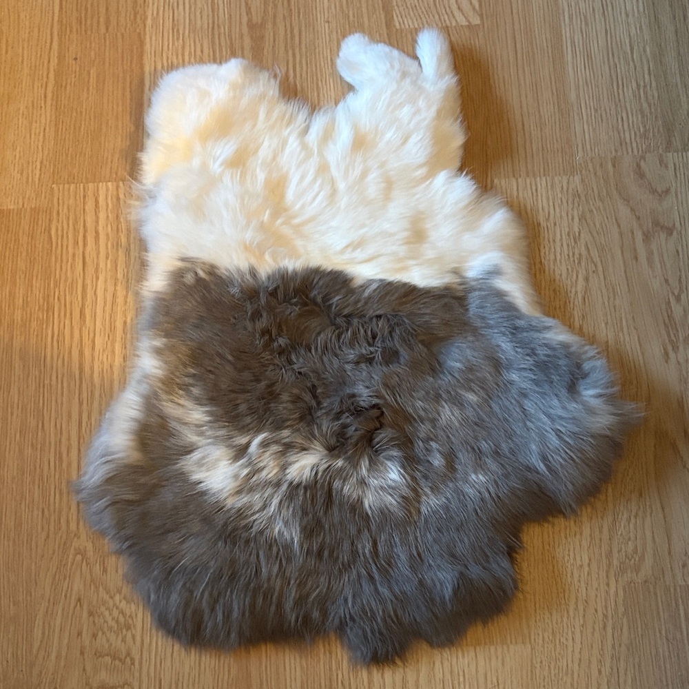 A222 Cream & Gray Rabbit Fur for Crafts and Display